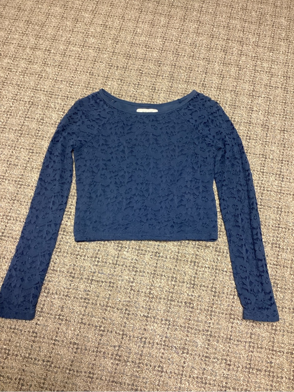 Adam Levine Navy Blue Lace Long-Sleeve Crop Top * Size XS